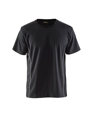 Sort UV T-shirt med UPF 40+ solbeskyttelse til funktionelt arbejde og fritid.