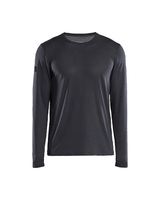 Sort UV t-shirt med lange ærmer til udendørs arbejde, UPF 40+ beskyttelse.
