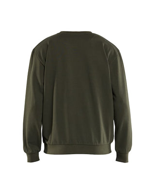 Bagside af grøn sweatshirt i 100% bomuld