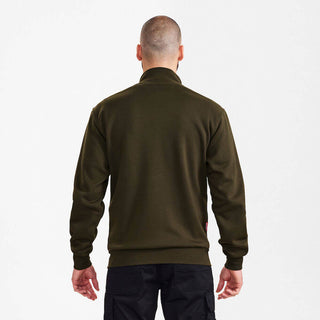 Engel Extend sweatshirt m/lynlås og høj krave forest green