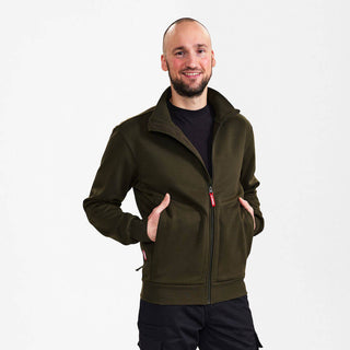 Engel Extend sweatshirt m/lynlås og høj krave forest green
