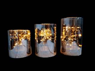 Cylinder glas med hyggelig LED | 3 stk.