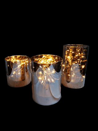 Cylinder glas med hyggelig LED | 3 stk.