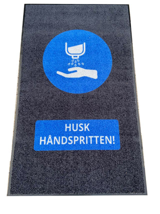 Smudsmåtte med tekst | Husk håndsprit