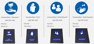 Smudsmåtte med teksten Vask hænder
